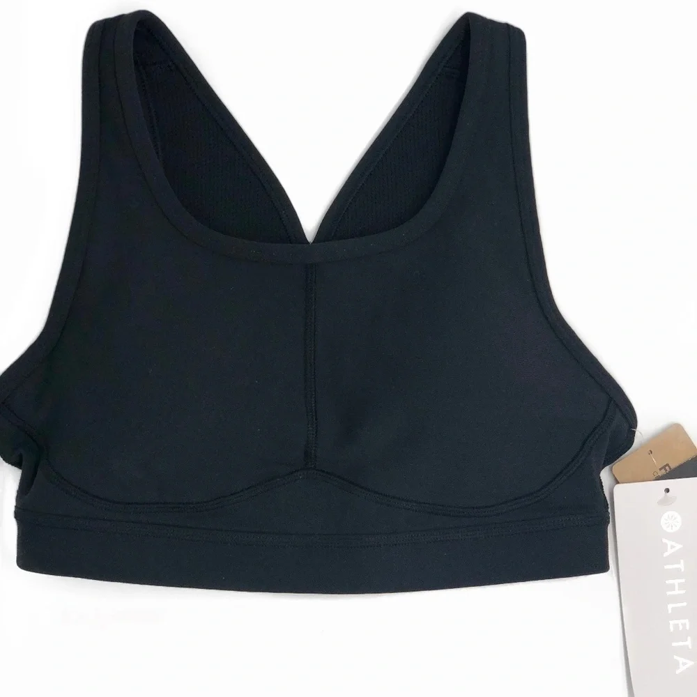 NWT Athleta High Neck Sports Bra Black Cup C DD